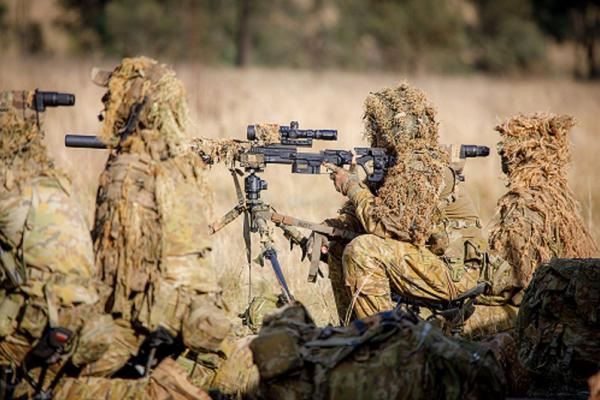 Precision Engagement Team members from No 1 Security Forces Squadron conduct a live fire airbase protection scenario at the Singleton Military Training Area during Exercise Gathering Storm 21. Source: Department of Defence, Photo: CPL Craig Barrett