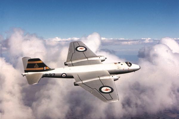 GAF Canberra Mk.20 A84-237 in its distinctive ARDU tail markings. Source: RAAF