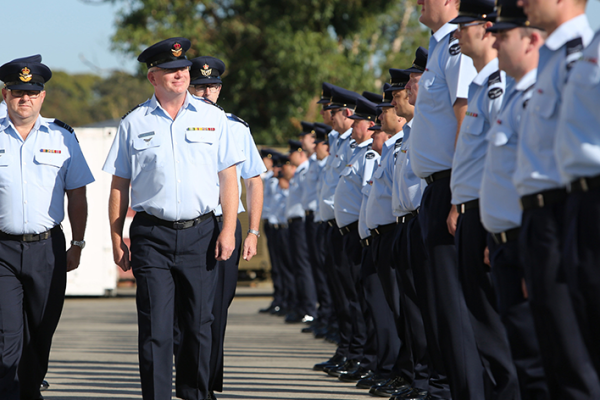 New Air Force blue uniform on parade