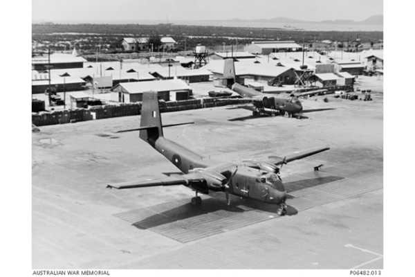 RAAF DHC4 Caribou A4-159 on the flight line at the Vung Tau airfield