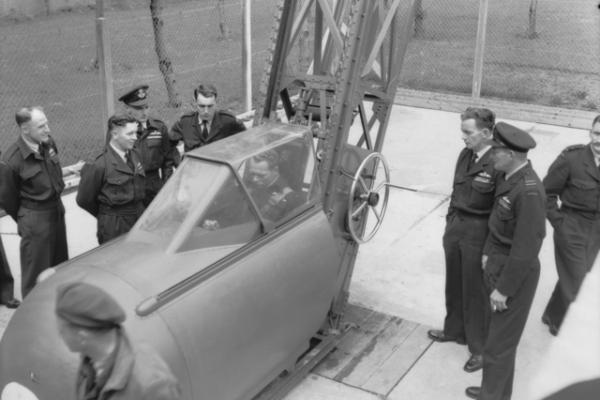 A Martin-Baker ejections seat in a dummy meteor cockpit display