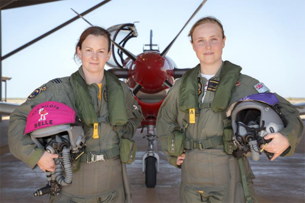 Female Pilots in front of a PC-9