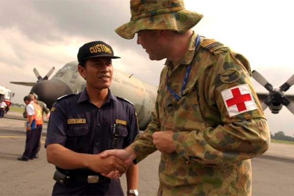 Arrival of Air Force staff to provide Defence Assistance to local communities devastated by the tsunami