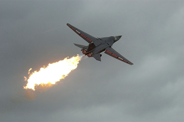 F-111 in flight conducting a “dump and burn”