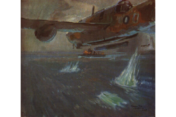 A painting depicting 100 Squadron training off Jervis Bay